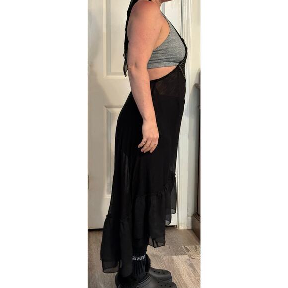 Free People Swim Cover-Up Black Boho Beaded Bodice Hi-Low Hem Size Small - Picture 3 of 8